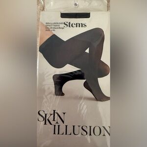 STEMS Women’s Skin Illusion Sheer Effect Tights. Color:Black/Beige Sz L/XL NWT